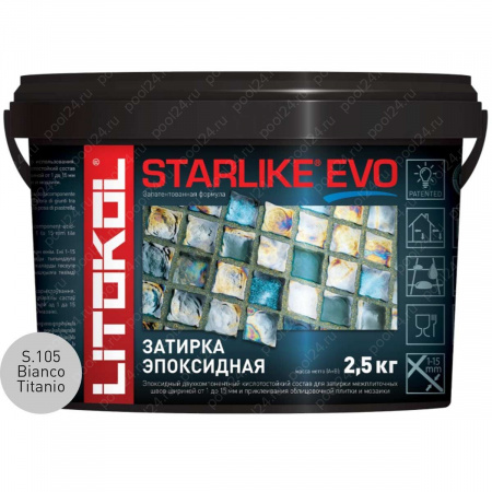 Затирочная смесь Litokol STARLIKE EVO Bianco Titanio S.105, 2.5 кг - фото 1