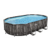 Каркасный бассейн Bestway Steel Wood Style 5611R (610х366х122 см) с картриджным фильтром, лестницей и тентом - фото 1